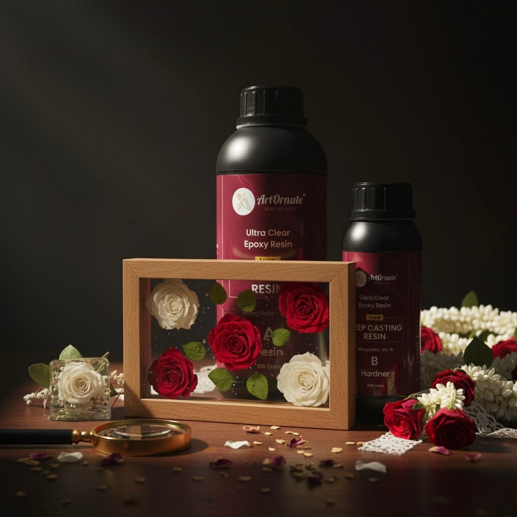 ArtOrnate Luxe Deep Casting Resin 3:1 for flower preservation and deep pour resin art projects in India