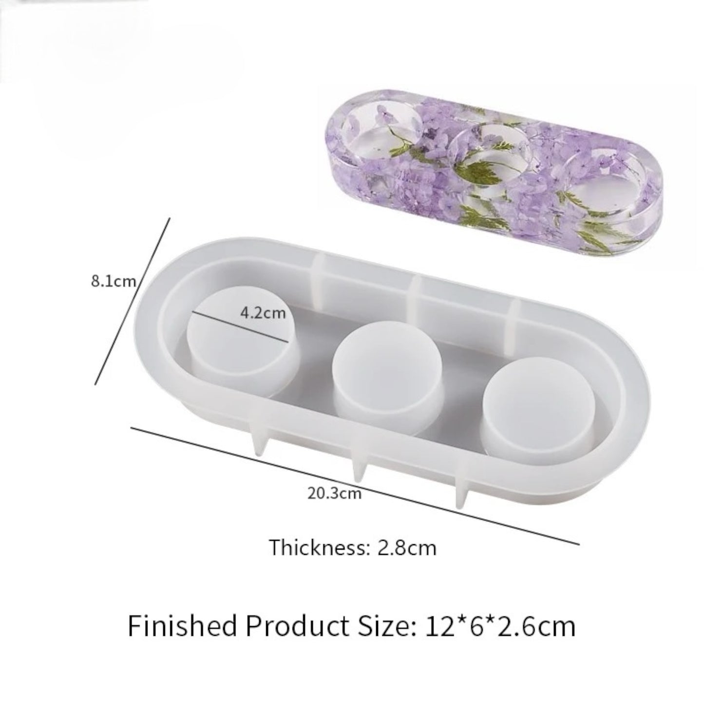 3 Cavity Capsule Tea Light Holder Silicone Mould