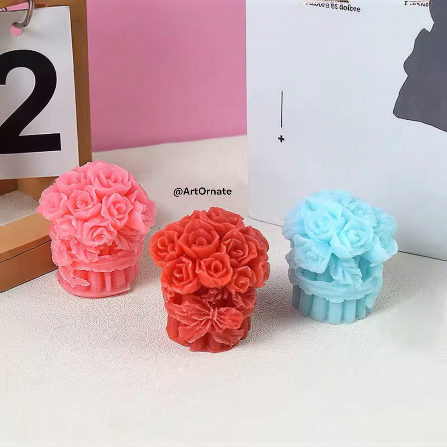 Realistic rose bouquet candle making silicone mould for artistic floral candles, durable mould for professional and DIY candle makers