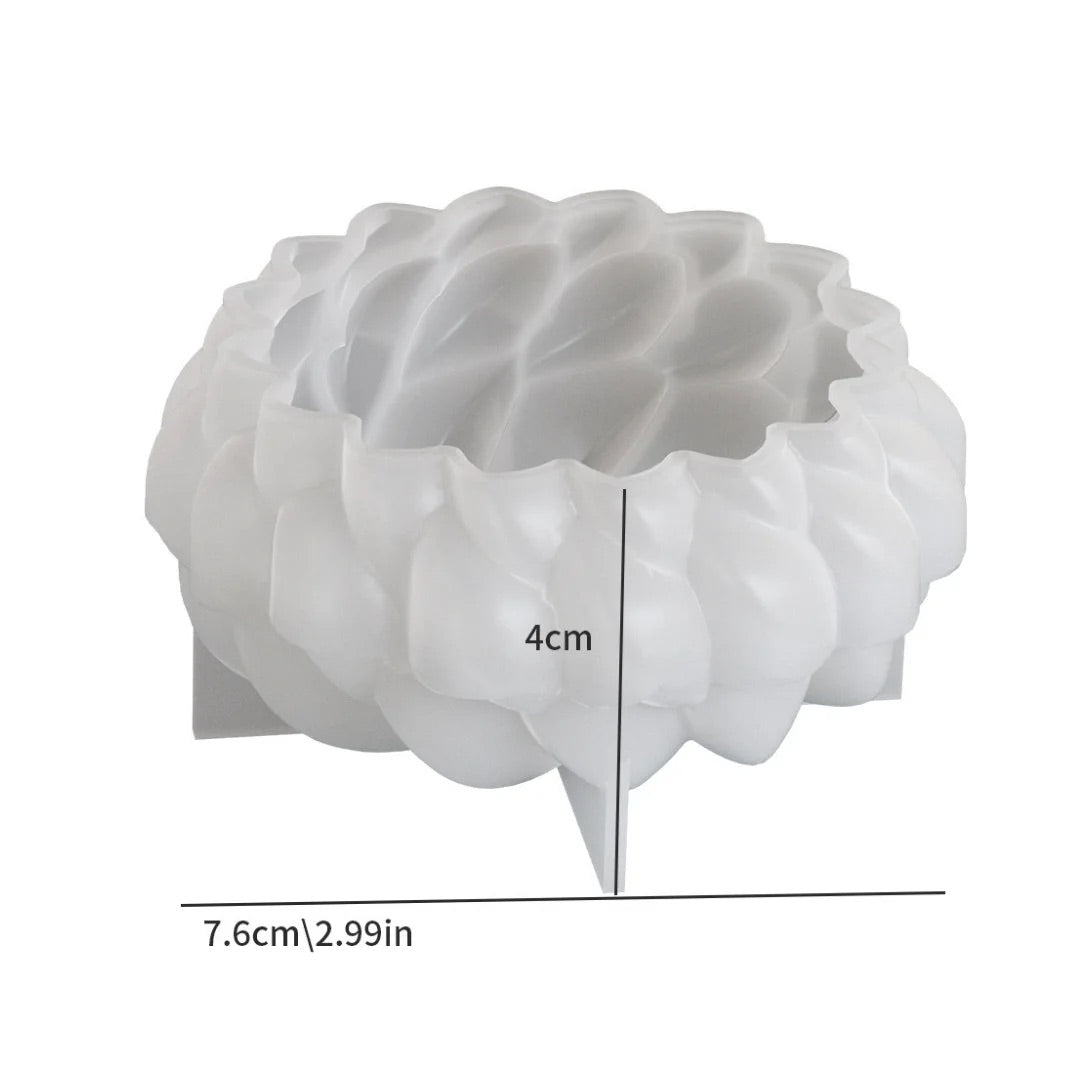 3D textured dragon scale ball mould for creating aesthetic soy wax candles and concrete decor.