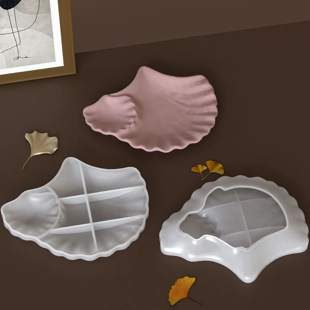 Japanese leaf design dual platter silicone mould suitable for resin art, terracotta and jesmonite casting, reusable mould for handmade decor