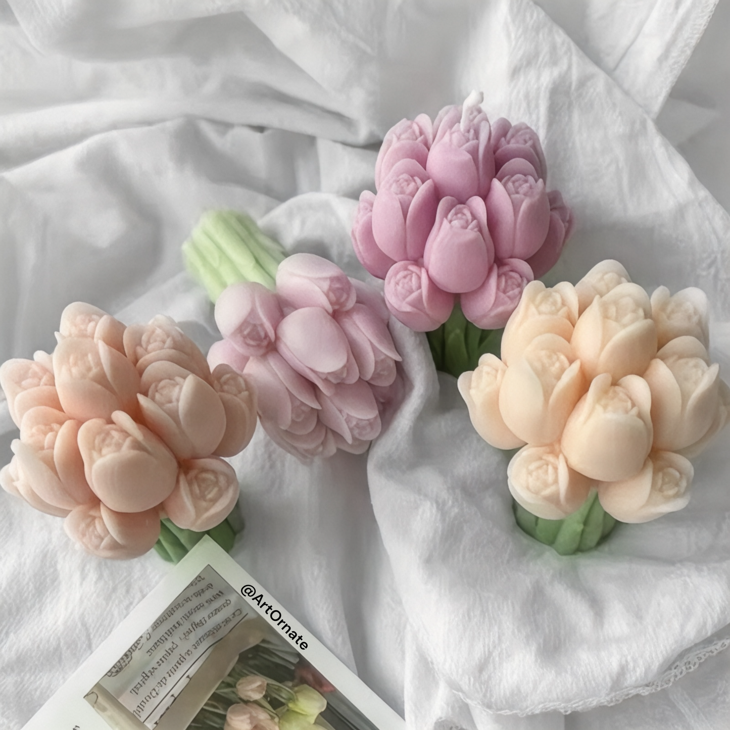 Tulip bouquet design candle silicone mould for handmade scented candles in India, Chennai