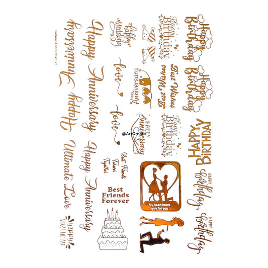 BIRTHDAY / ANNIVERSARY EMBOSSED GOLD METALLIC FOIL STICKER - A5 (GF62)