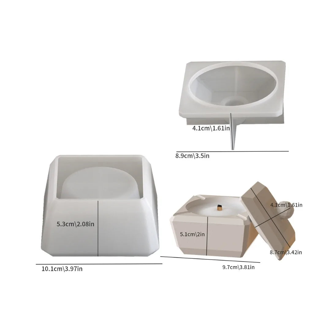 Classic square jar silicone mould for resin art, smooth finish epoxy resin container mould for Indian resin artists