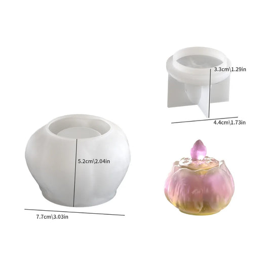 Lotus design storage jar silicone mould suitable for resin art and cement casting, reusable mould for handmade jars in India