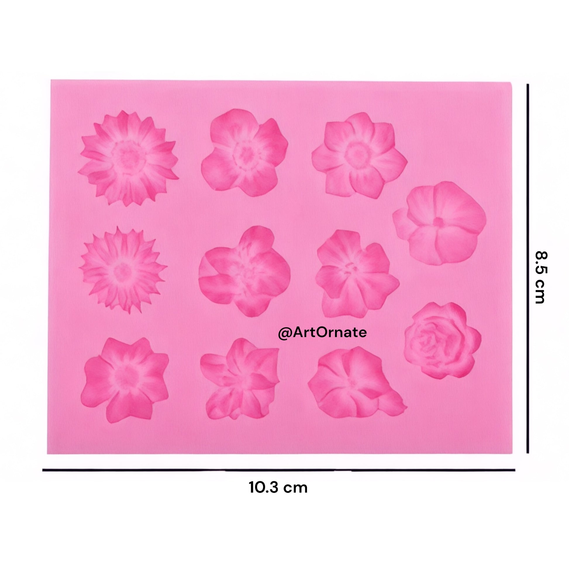 Floral multi cavity silicone mould designed for handmade candles and decorative resin pieces, works well with pouring wax, dye chips and mould accessories across India