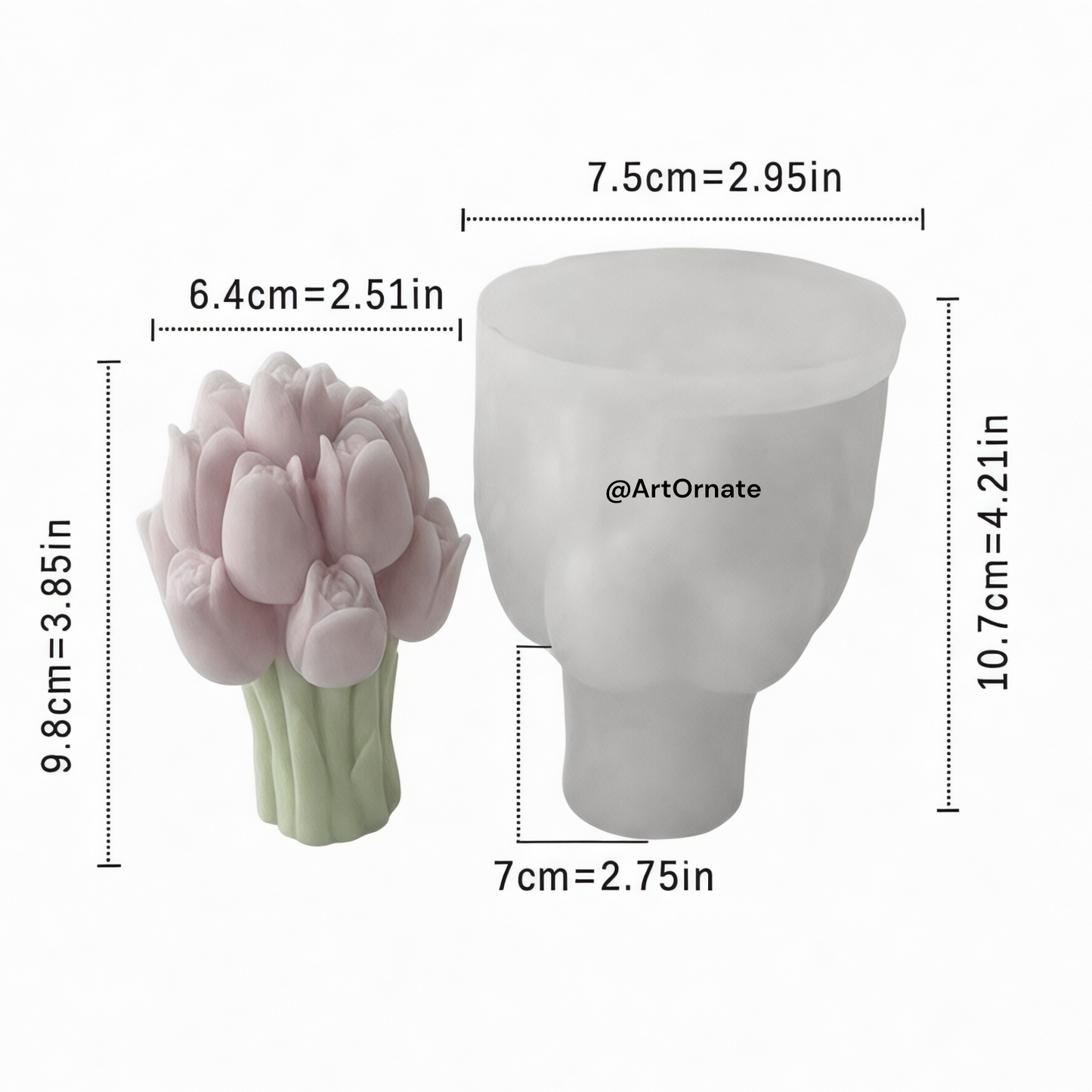 Tulip bouquet candle silicone mould for candle making, floral wax mould for soy and paraffin candles in India, Ahmedabad