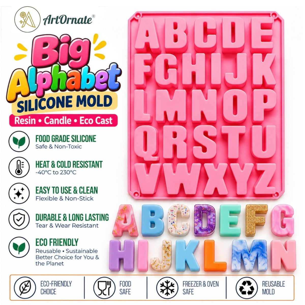Big Alphabet Silicone Mould