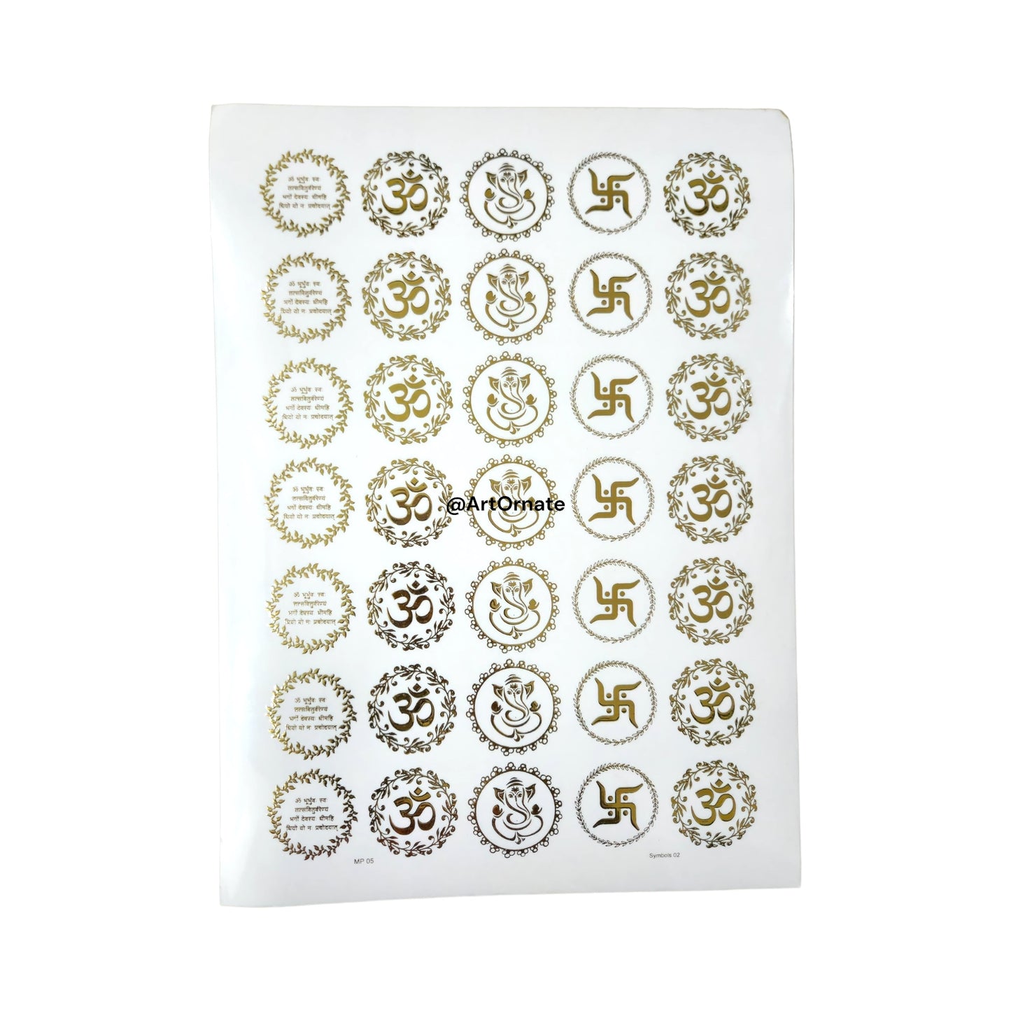 EMBOSSED GOLD METALLIC FOIL STICKER - A4 SHEET (GF14)