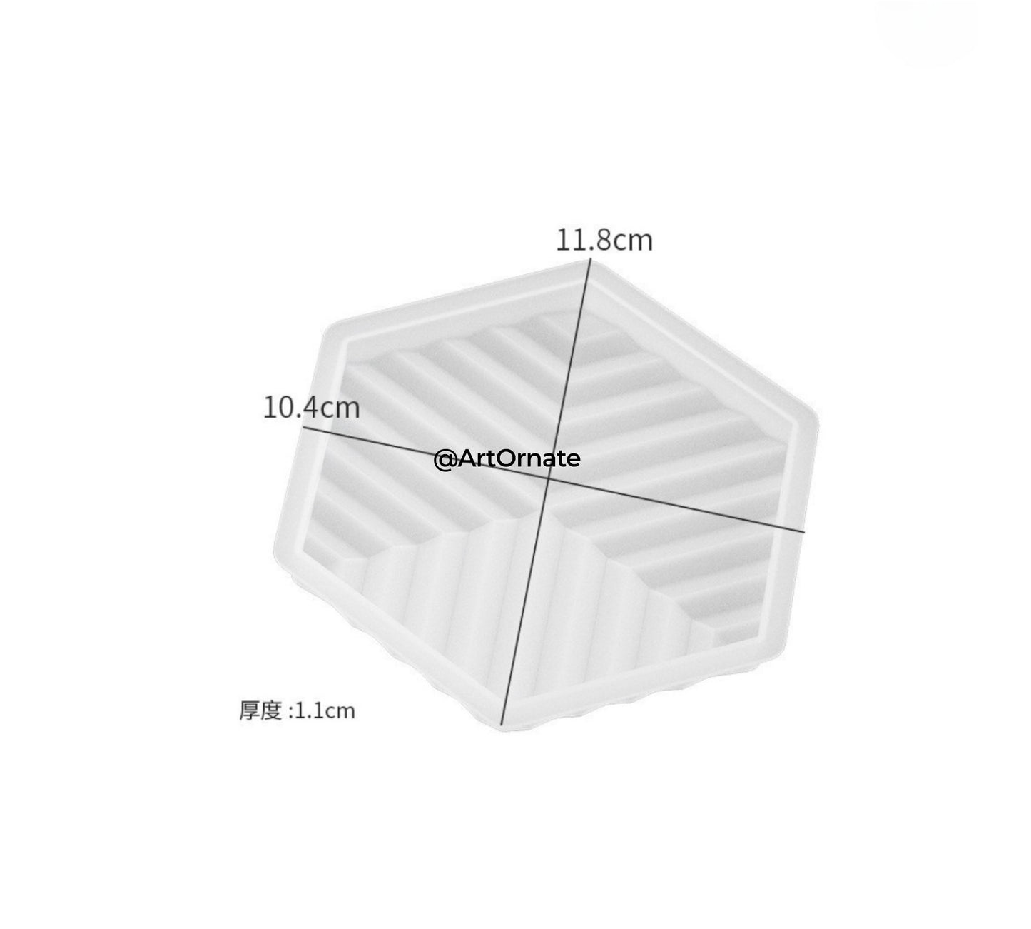 Hexagon Striped Coaster Silicone Mould