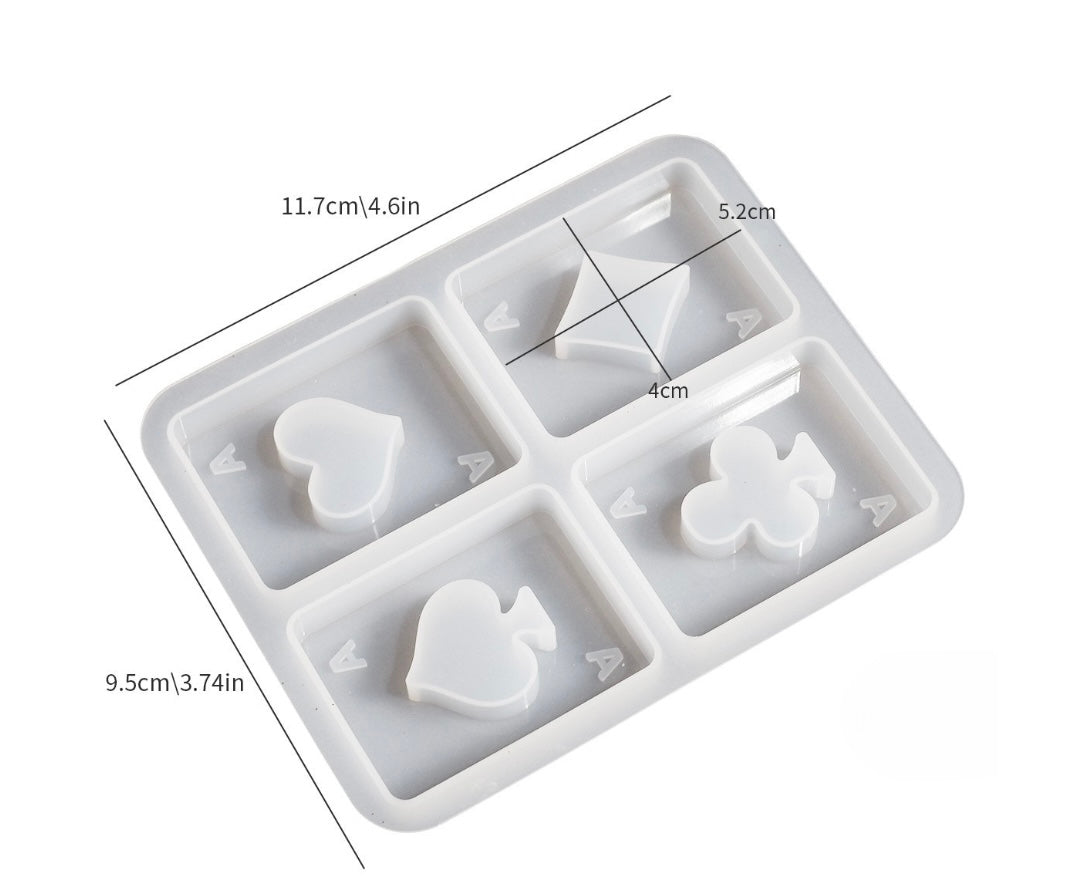 Four Ace silicone mould for resin art and candle making – premium quality reusable mould for DIY resin crafts and designer candles in India – buy online at ArtOrnate