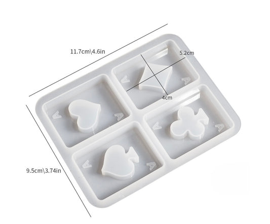 Four Ace silicone mould for resin art and candle making – premium quality reusable mould for DIY resin crafts and designer candles in India – buy online at ArtOrnate