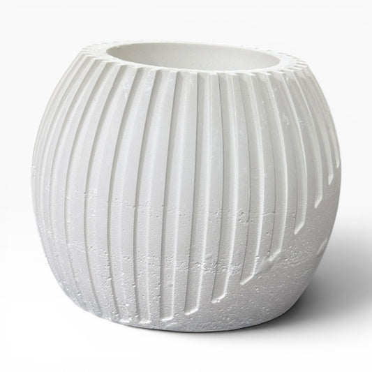 Big Stripped Concrete Candle Jar : B