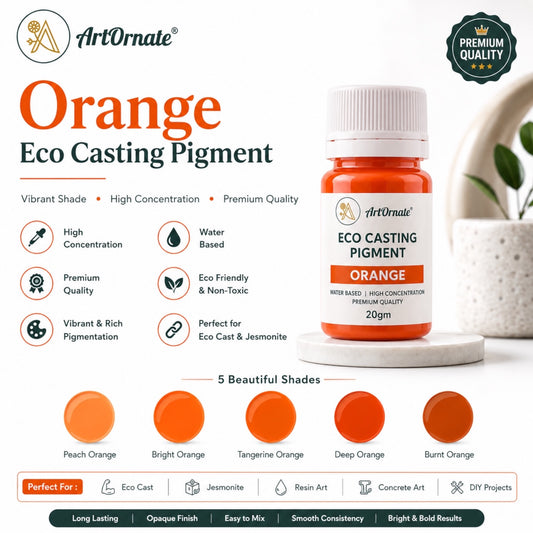 Orange Eco Resin Casting Pigment | Vibrant Orange Colour for Eco Cast, Concrete & Cement Art, Jesmonite-Style Crafts, Resin Décor, Trays, Planters & DIY Projects | ArtOrnate