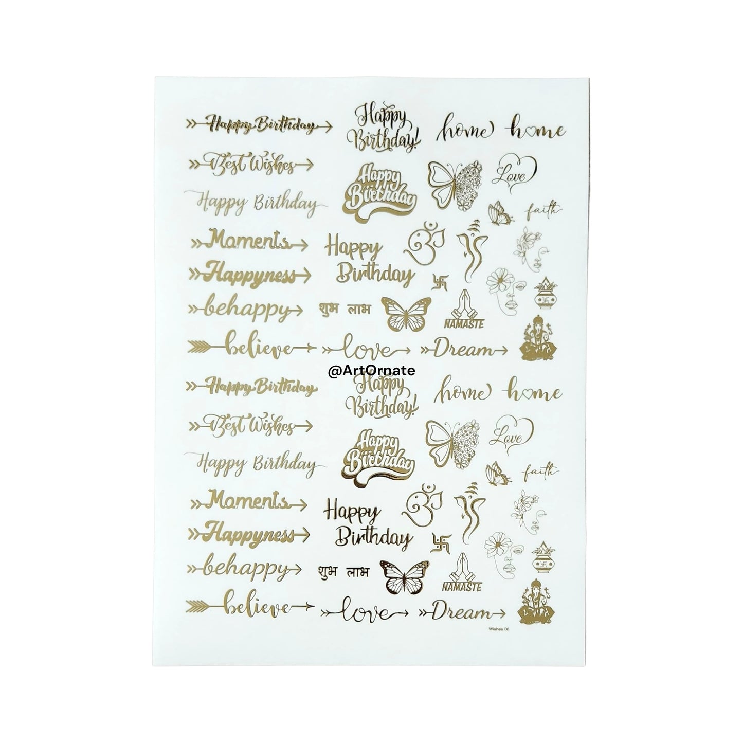 EMBOSSED GOLD METALLIC FOIL STICKER - A4 SHEET (GF18)