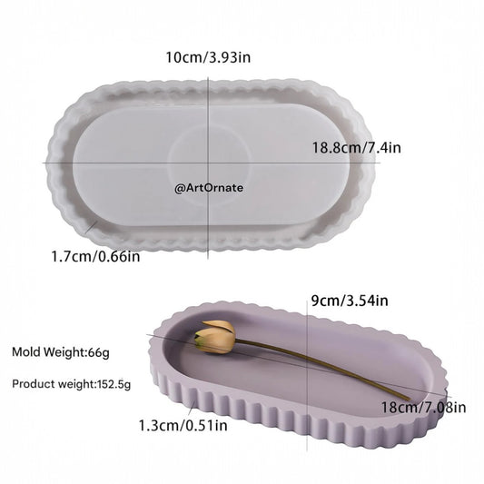 Oval Striped Trinket Tray Silicone Mould (SM1080)