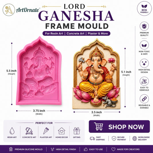 Lord Ganesha Frame Silicone Mould for Resin Art and Eco Resin Casting | ArtOrnate