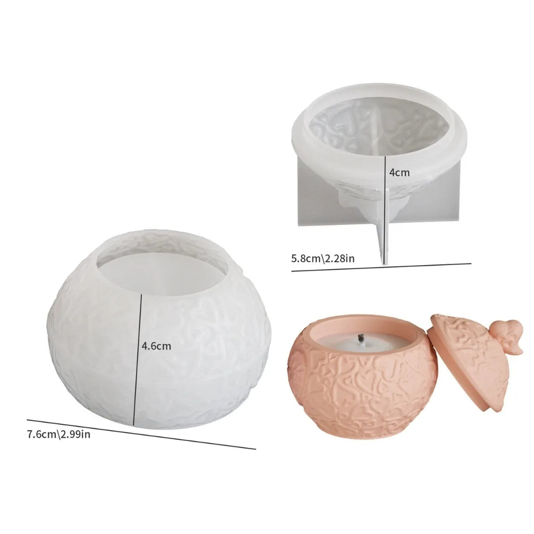 Heart patterned storage jar silicone mould for resin art, decorative epoxy resin box mould for Indian resin artists