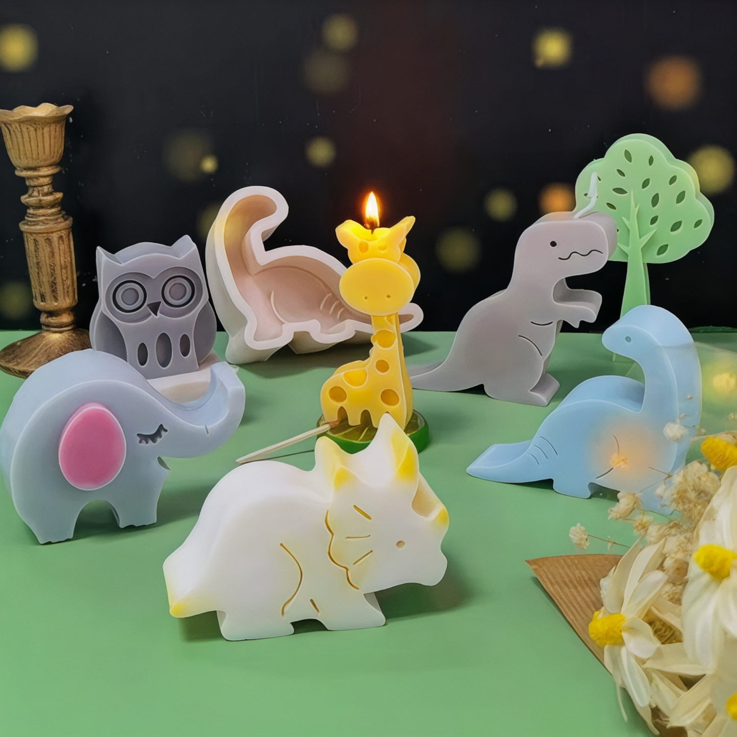 Assorted high-quality animal silicone moulds for epoxy resin art, candle making, and concrete casting by ArtOrnate.