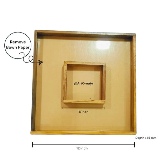 A polished dual box teak wood floating wooden frame with a transparent acrylic base, designed for flower preservation