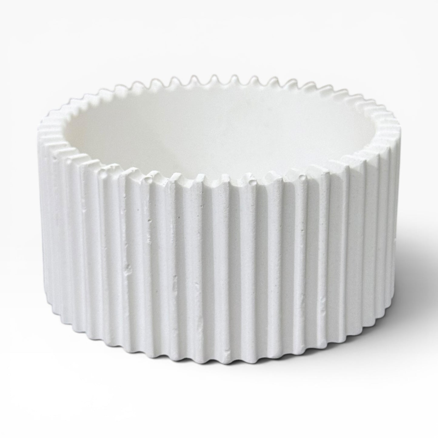 Stripped Round Concrete Candle Jar