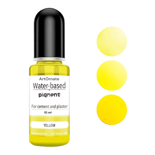 Yellow water-based pigment for concrete art, eco cast resin powder, and Jesmonite casting, perfect for bright vibrant tones in trays, coasters, and modern décor creations by artists in India