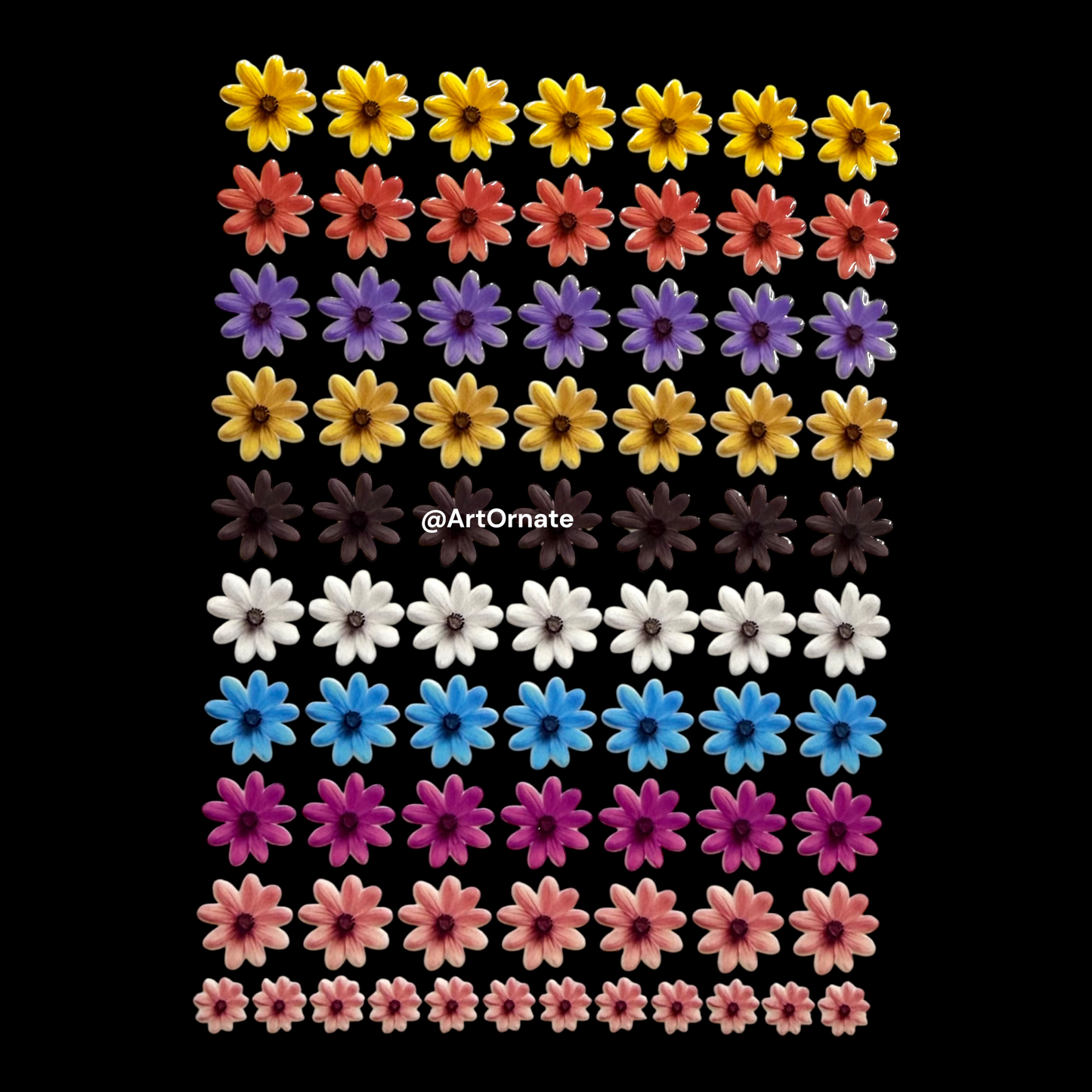 Floral UV DTF transfer decals for enhancing resin trays and handmade products, ideal for glossy acrylic and creative décor use across India