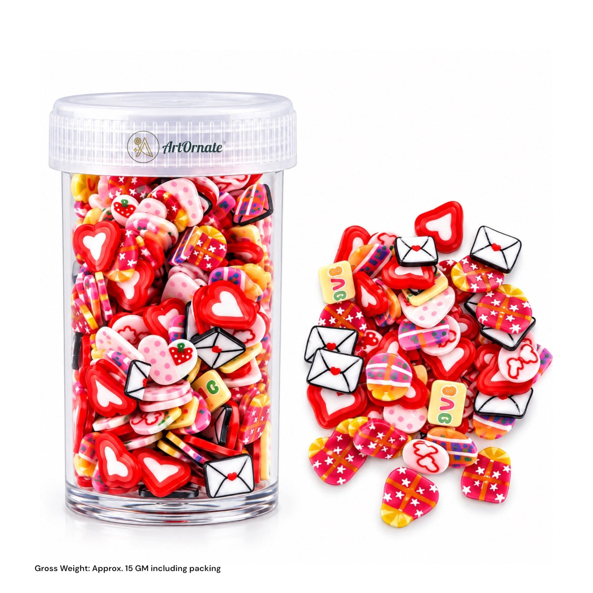 Love Theme Chips assorted multicolor mini love-themed craft embellishments for resin art and DIY projects