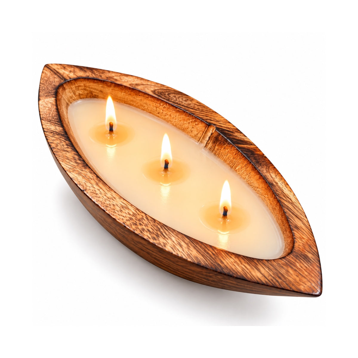 Boat Wooden Candle Bowl