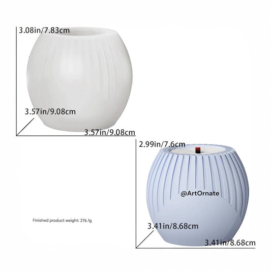 Vertical Striped Spherical Tea Light / Candle / Planter / Pen Holder Silicone Mould (SM1090)