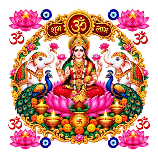 Lakshmiji Round UV DTF Sticker UV155 for Pooja Thali, photo frame and festive decor