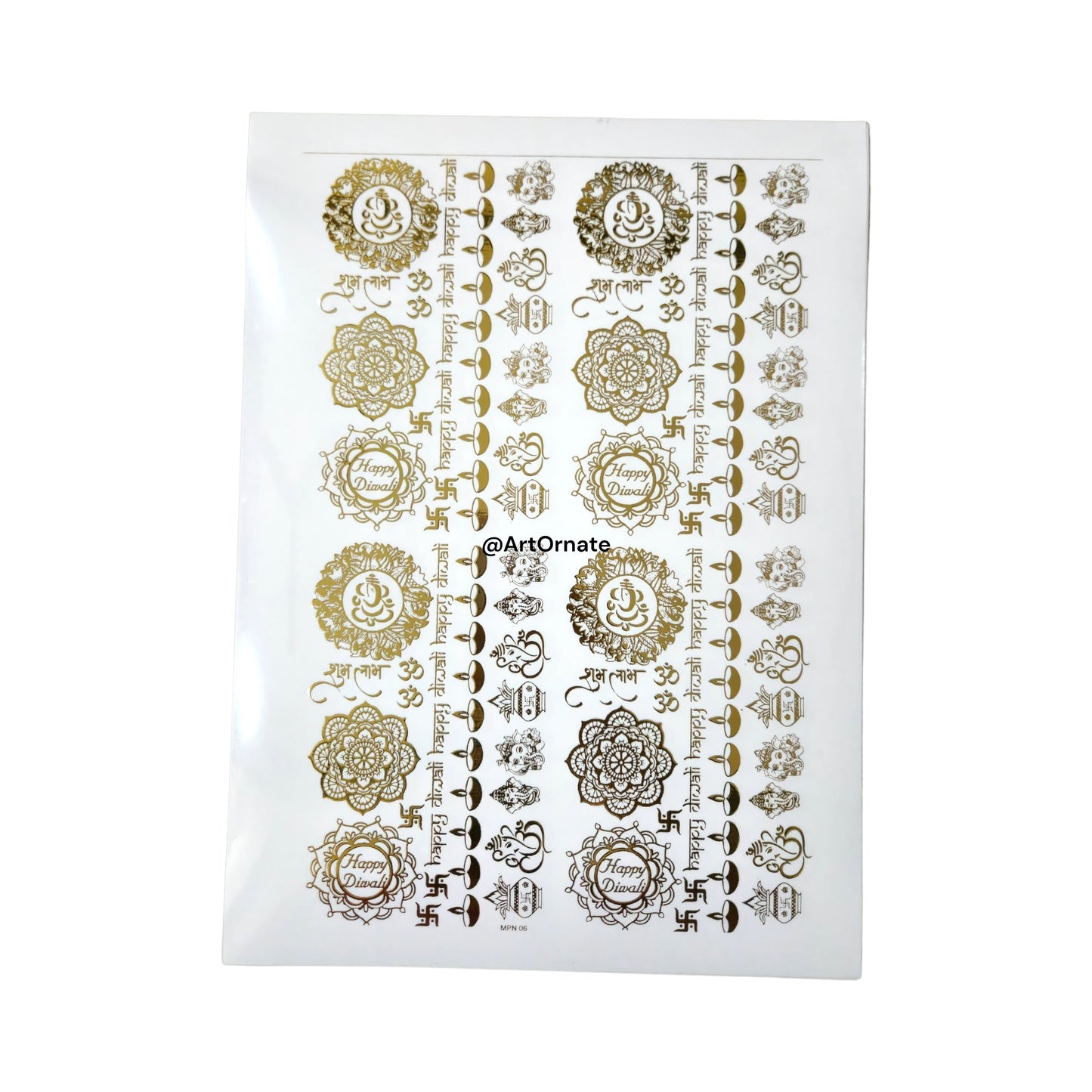 EMBOSSED GOLD METALLIC FOIL STICKER - A4 SHEET (GF08)