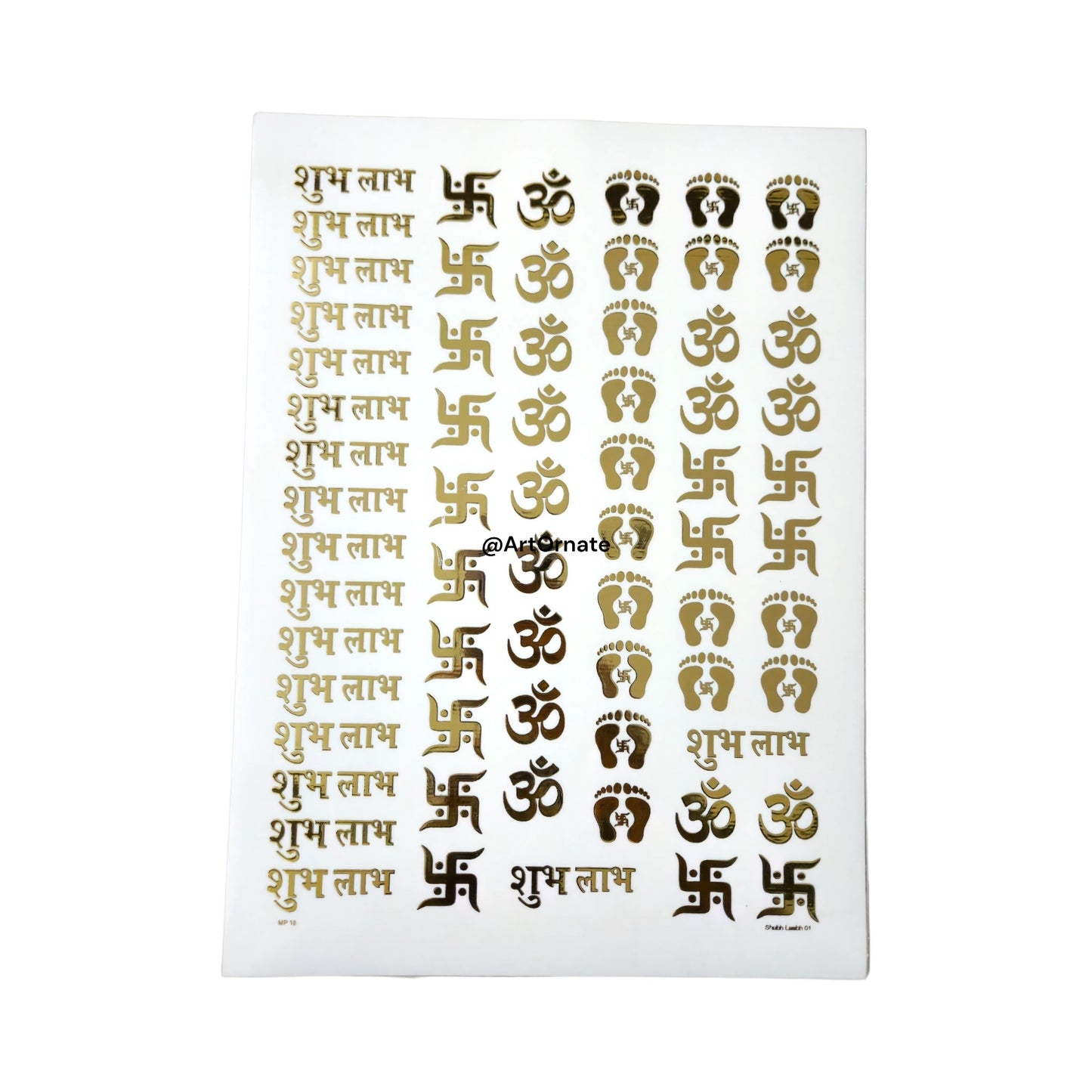 DIWALI EMBOSSED GOLD METALLIC FOIL STICKER - A4 SHEET (GF02)