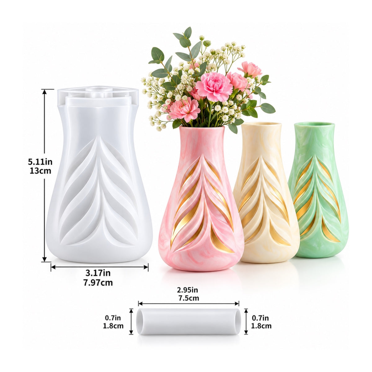 Leaf Pattern Flower Vase Silicone Mould