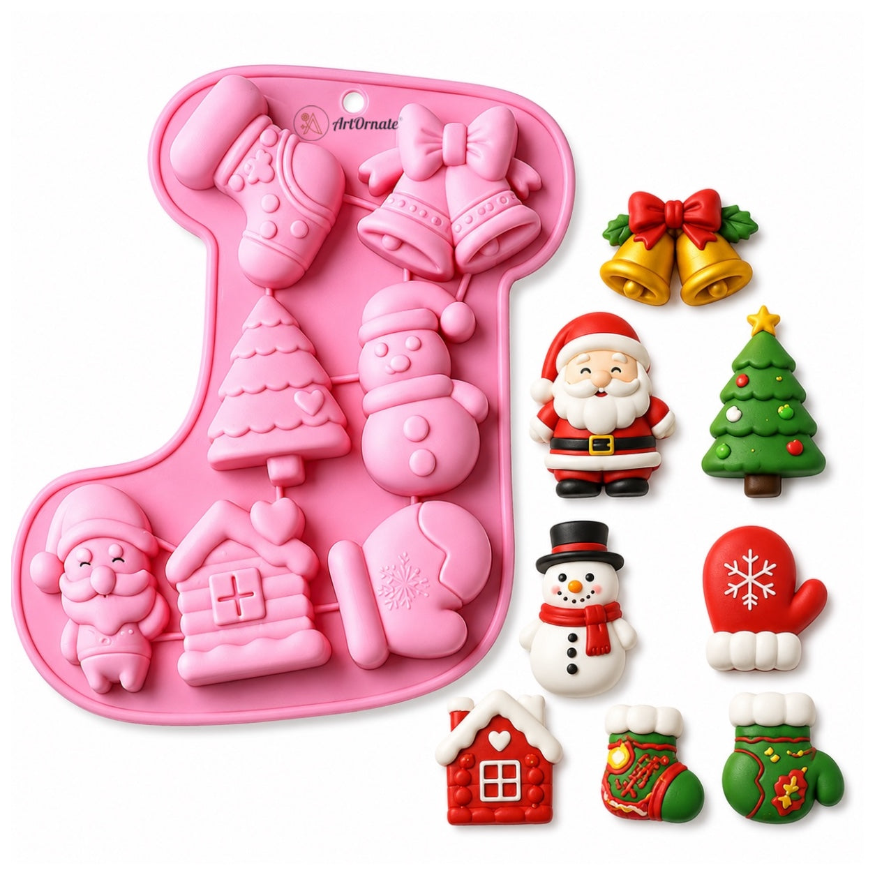 7 Christmas Theme Silicone Mould