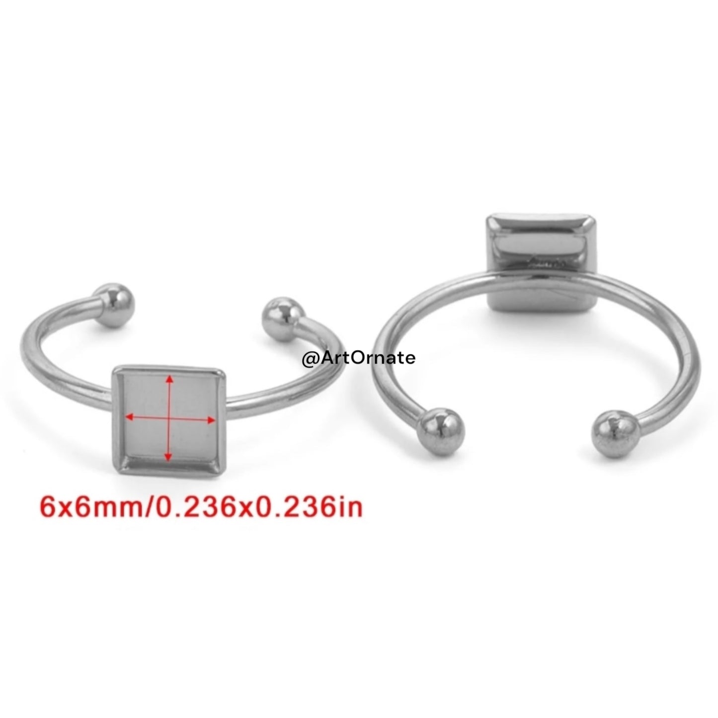 Silver tone anti tarnish ring bezel for resin and crystal art India