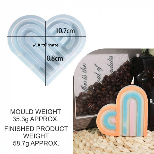 Rainbow Striped Heart Candle Silicone Mould (SM0594)
