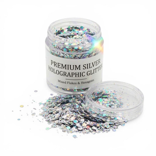Silver holographic glitter for resin art and candle making, multi color reflective glitter for epoxy resin crafts and candle artists India
