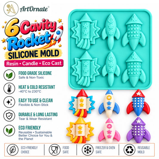 6 cavity rocket silicone mould by ArtOrnate for Diwali candle making