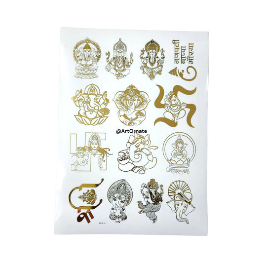 EMBOSSED GOLD METALLIC FOIL STICKER - A4 SHEET (GF12)