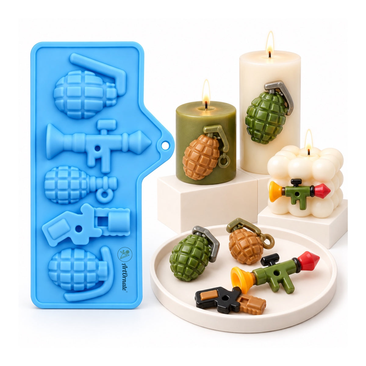 Grenade and guns silicone mould detail for themed casting by ArtOrnate