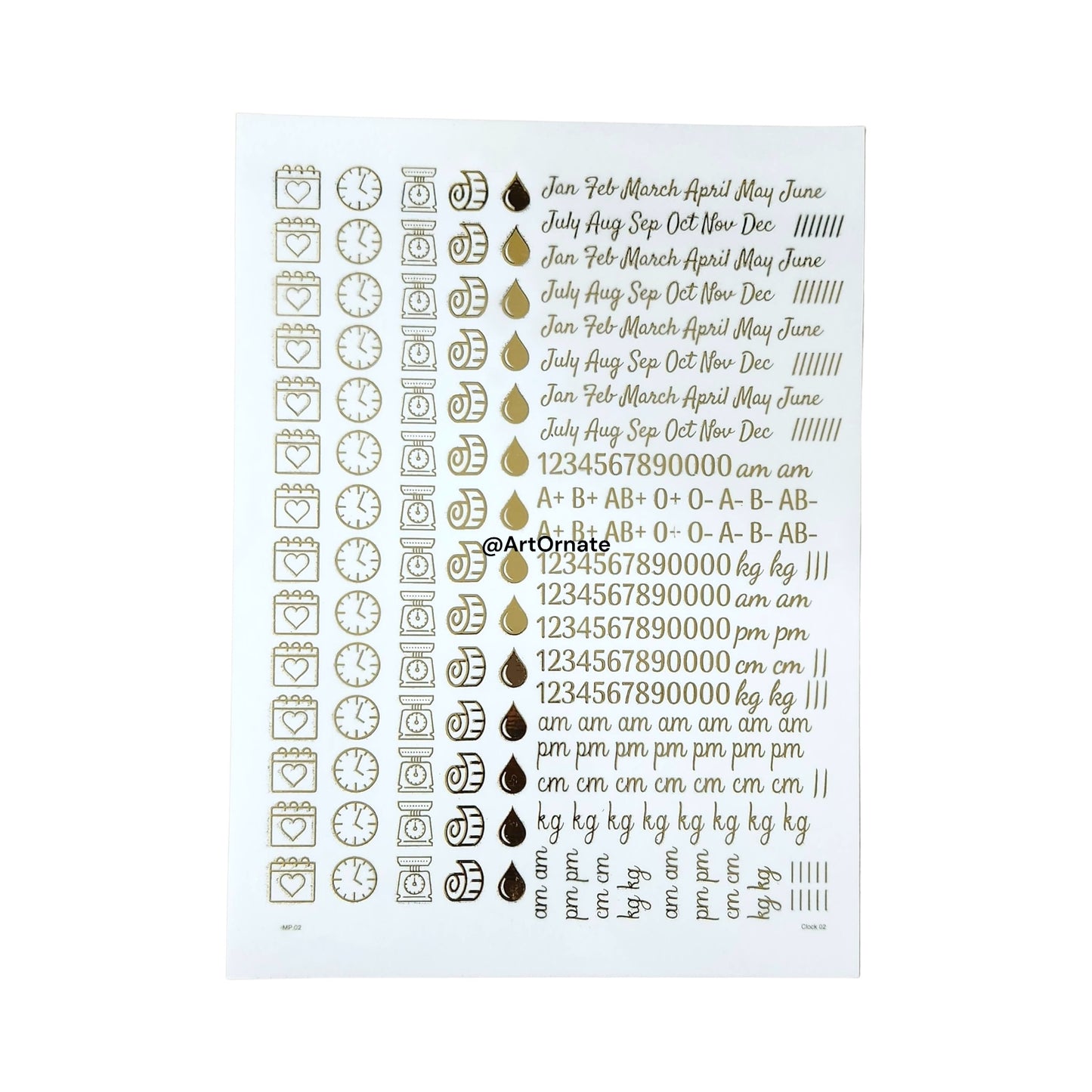 EMBOSSED GOLD METALLIC FOIL STICKER - A4 SHEET (GF20)