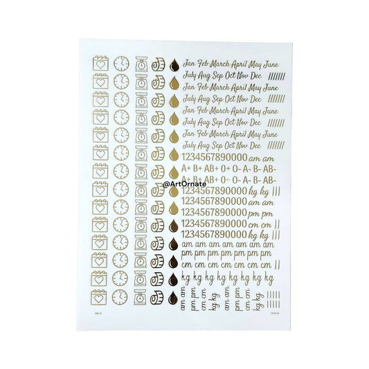 EMBOSSED GOLD METALLIC FOIL STICKER - A4 SHEET (GF20)