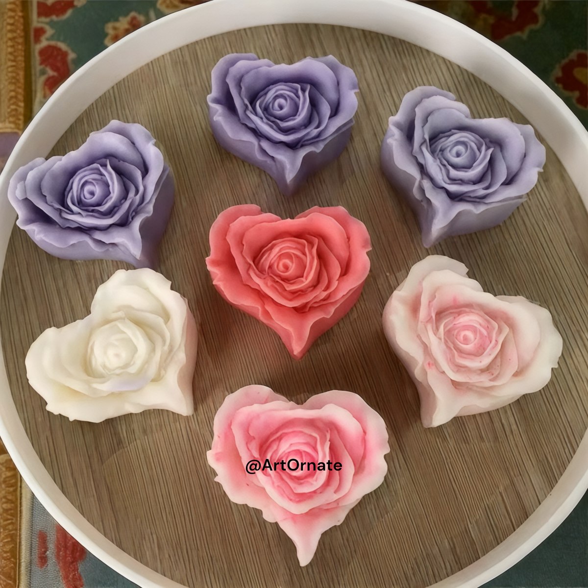 Heart Shape Rose Candle Silicone Mould (HM0125)