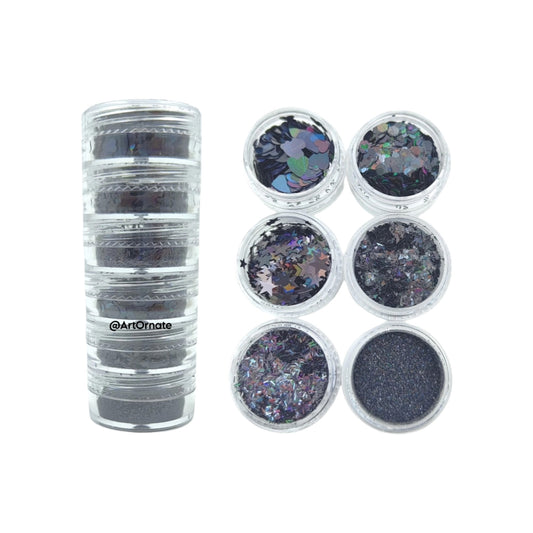 6 in 1 Glitter & Chunks - Black