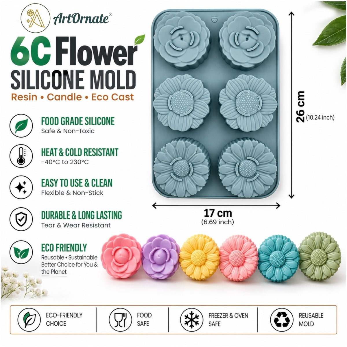 6C Flower Silicone Mould