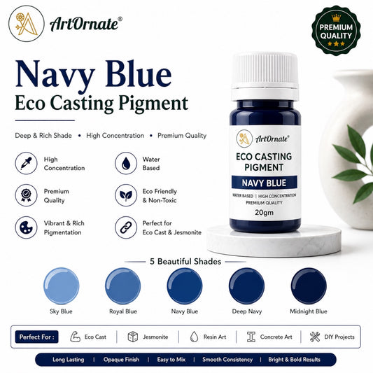 Navy Blue Eco Resin Casting Pigment | Deep Blue Colour for Eco Cast, Concrete & Cement Art, Jesmonite-Style Crafts, Resin Décor, Trays, Planters, Coasters & DIY Projects | ArtOrnate