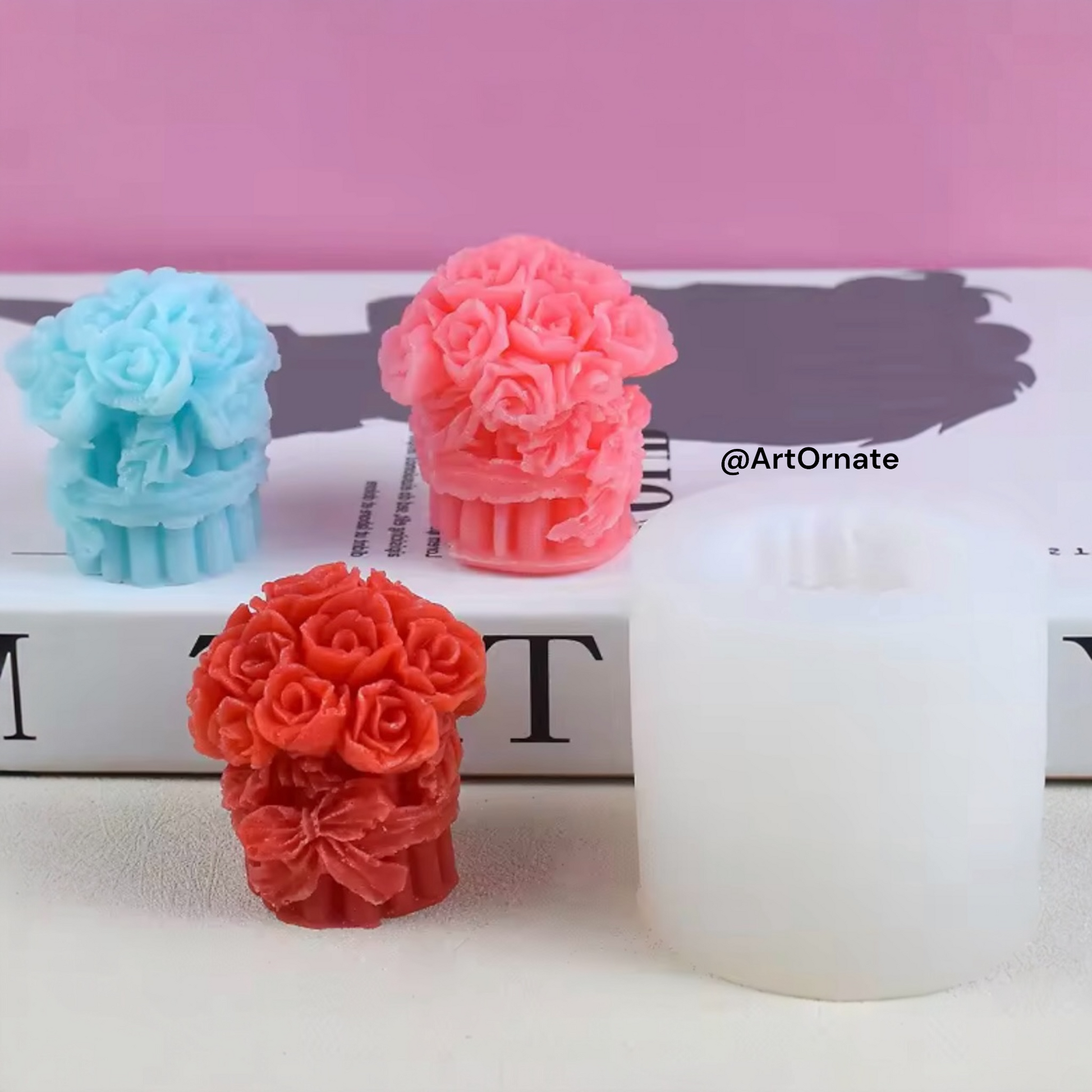 Rose bouquet candle silicone mould for handmade floral candles, premium reusable mould for soy wax, paraffin wax and decorative candle making