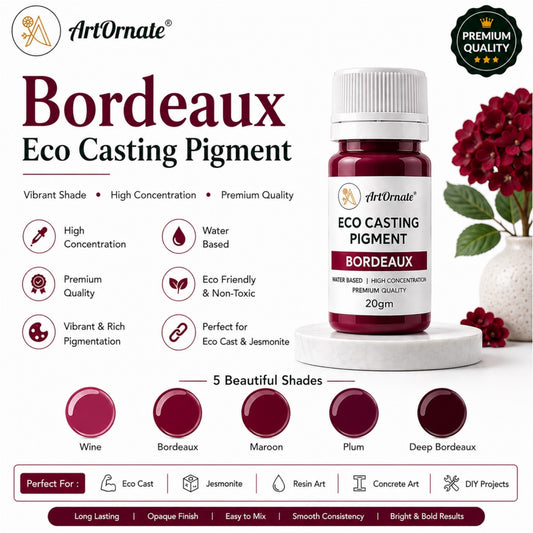 Bordeaux Eco Resin Pigment for Casting & Concrete Art | Deep Wine Red Colour for Eco Cast, Jesmonite-Style Crafts, Cement Decor, Resin Art & DIY Projects | ArtOrnate
