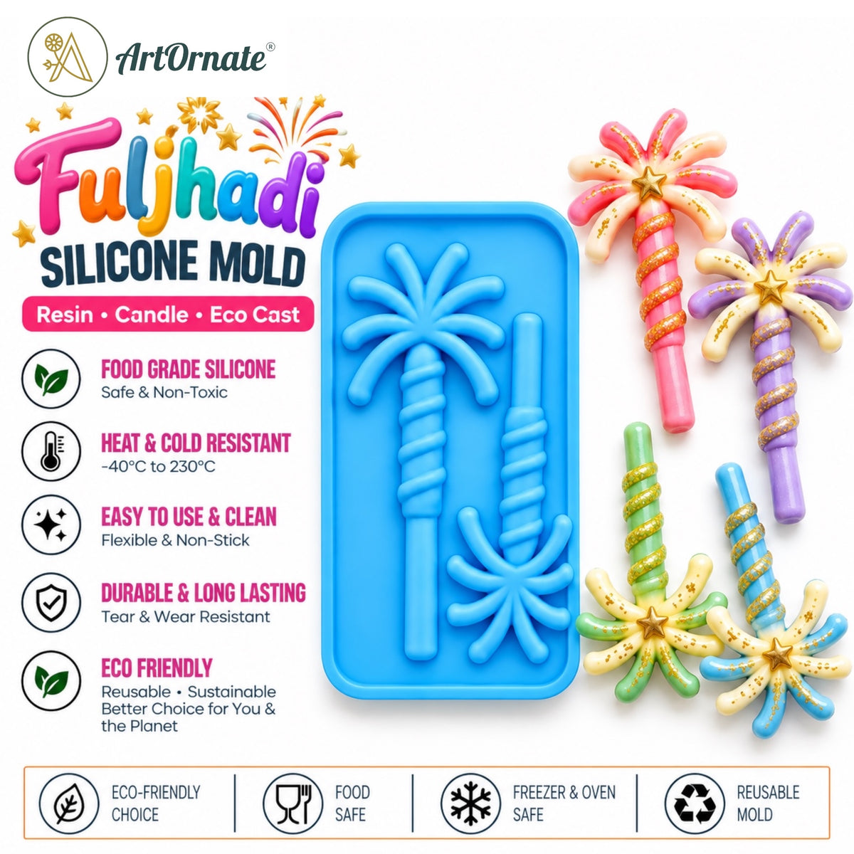 Fuljhadi silicone mould by ArtOrnate for Diwali candle making